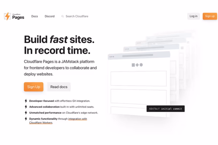 Cloudflare Pages公式サイトの画面