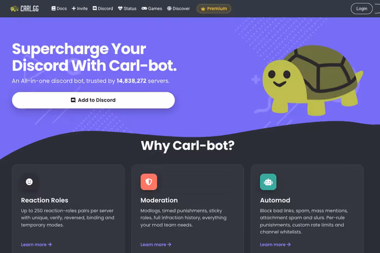 Carl-botの公式サイト画面