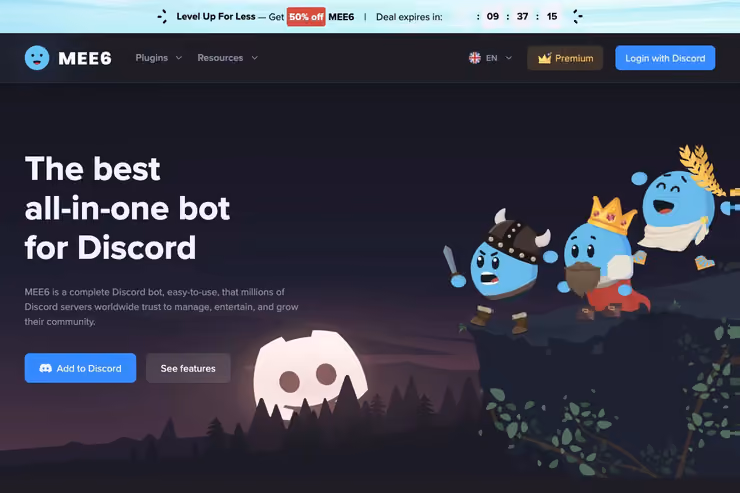 MEE6の公式サイト画面